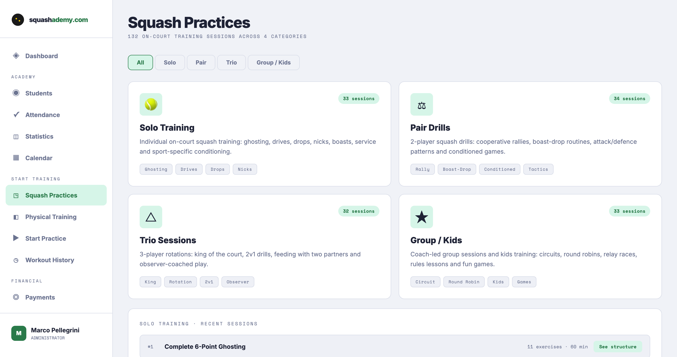 Squash practice library